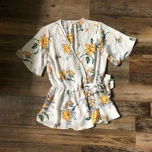 Floral White Blouse